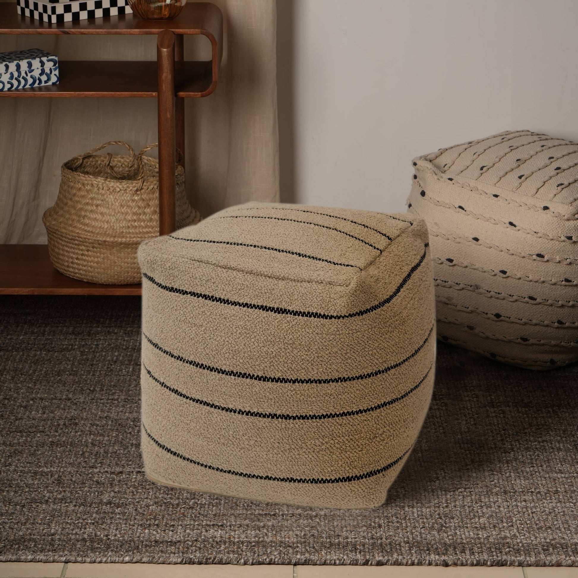 Artisan Weave Pouf, 18"x18"