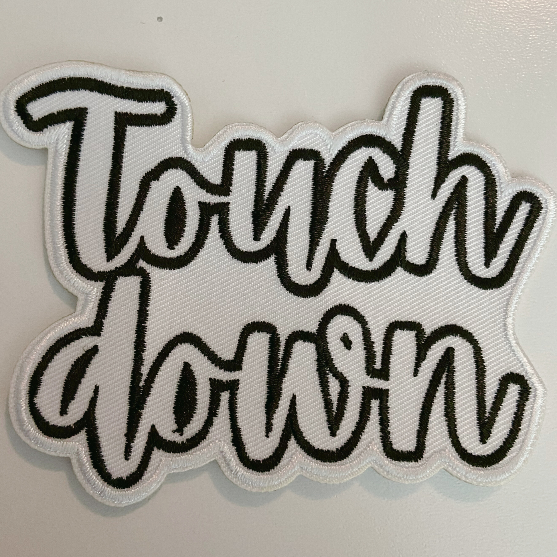 3.5" Touchdown White & Brown - Embroidered Hat Patch