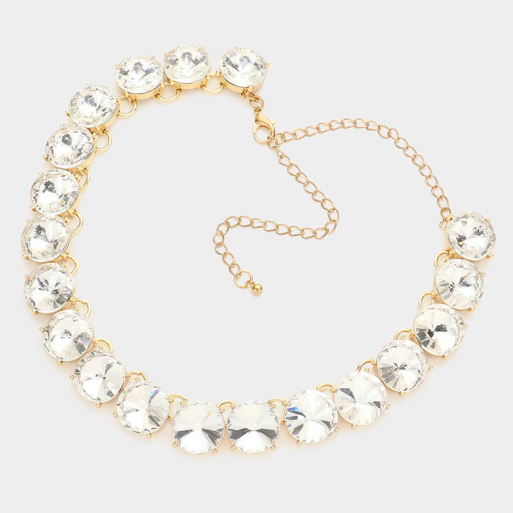 Round Stone Link Evening Necklace
