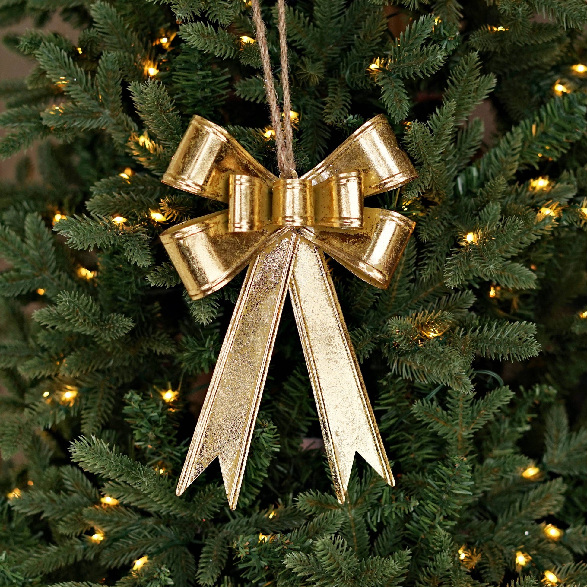 Dazzling Gold Metal Bow Ornament