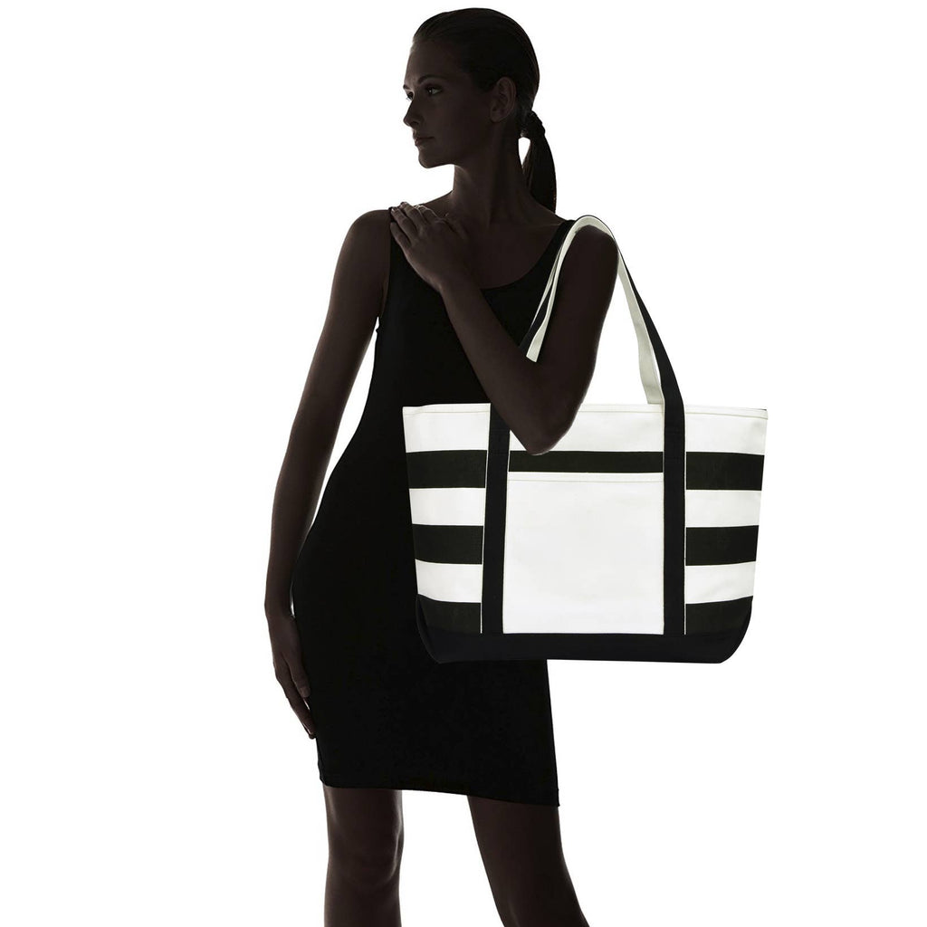 Dalix 23" Premium Striped Tote Bag