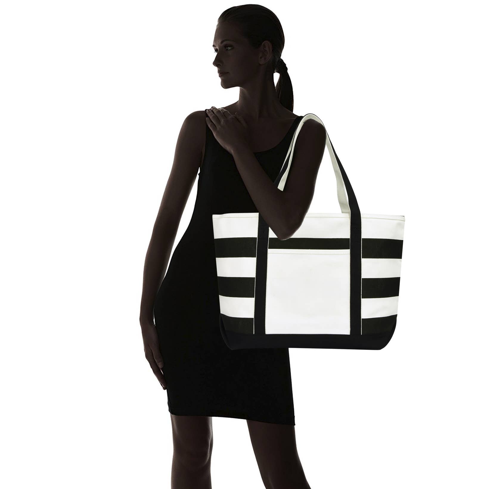 Dalix 23" Premium Striped Tote Bag