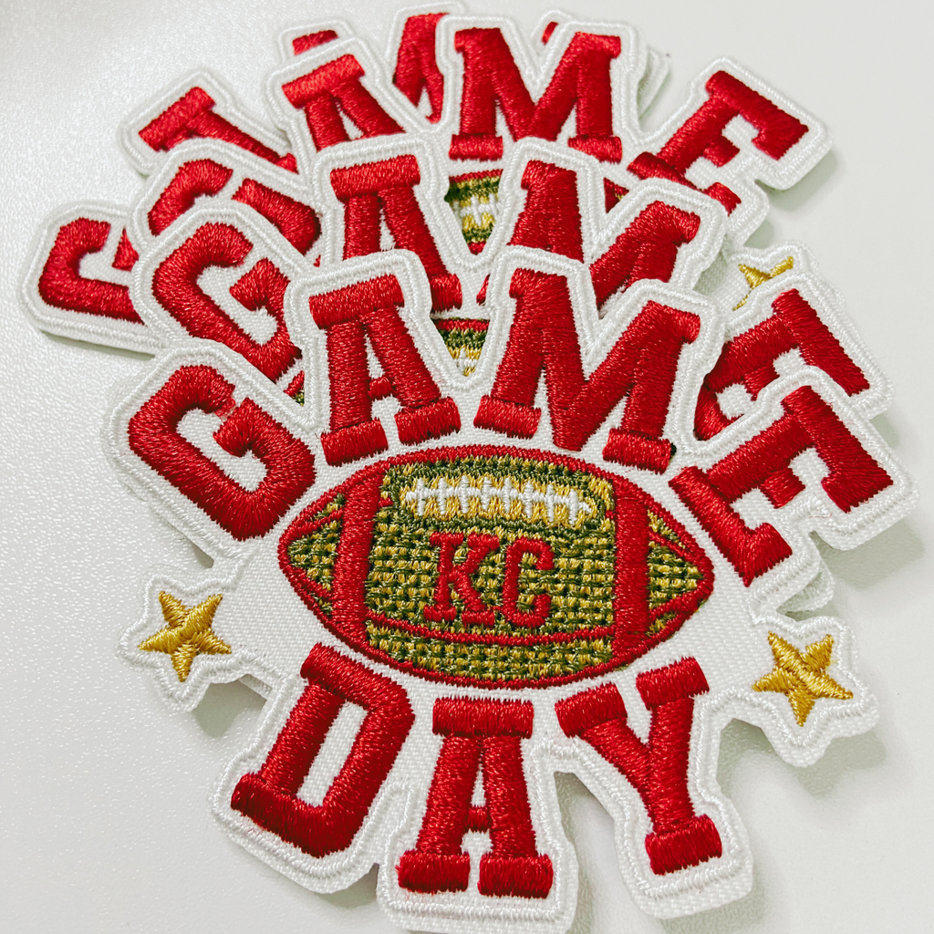 3"  GAME DAY KC football  -  Embroidered Hat Patch