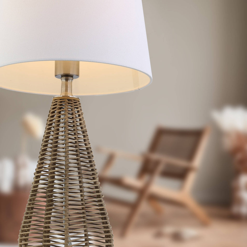 Tan Rattan Table Lamps
