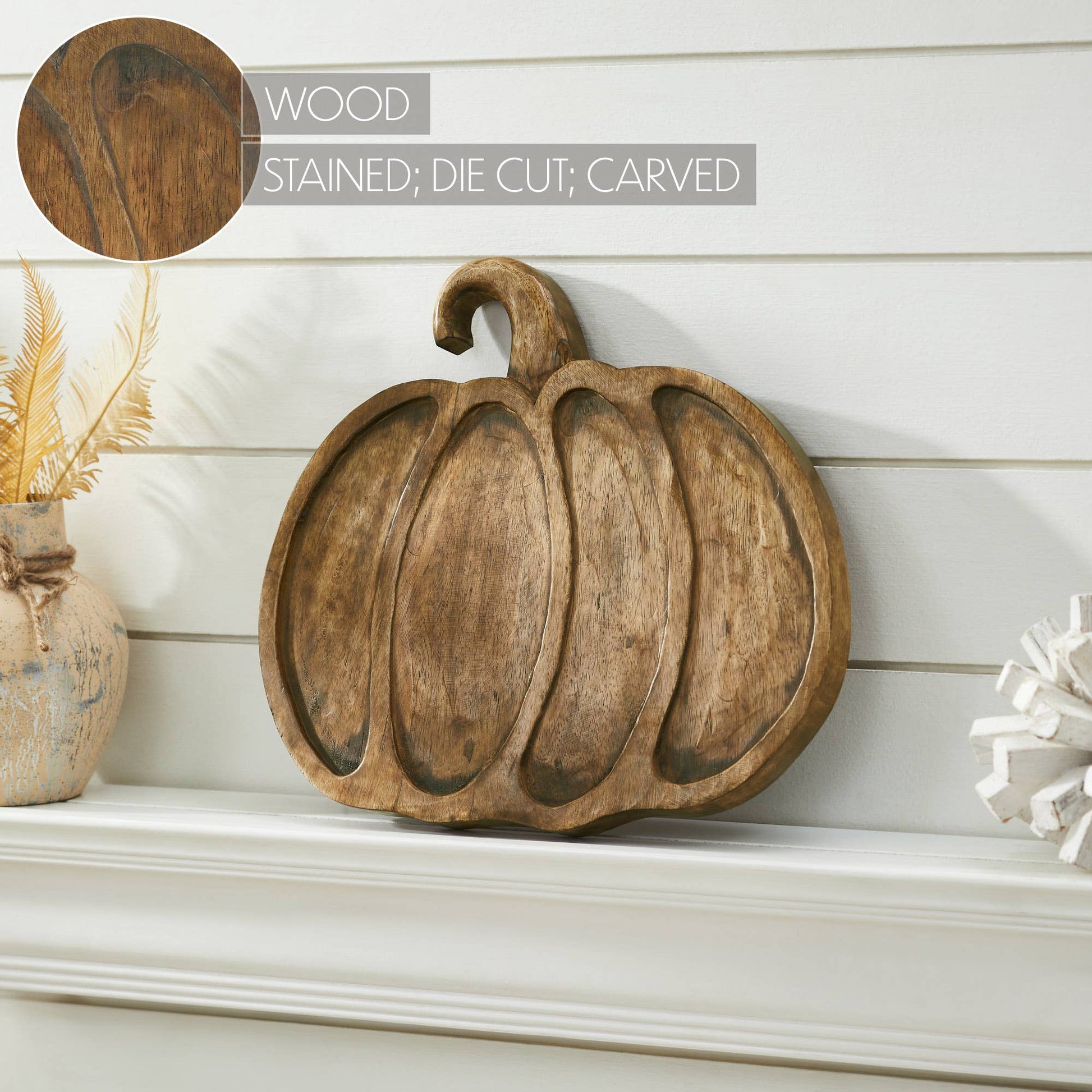 Wooden Pumpkin Decorative Tray