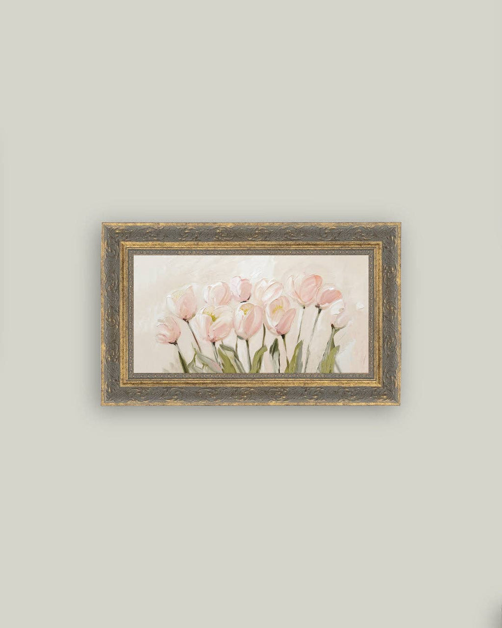 Pink Tulips Framed Antique Art