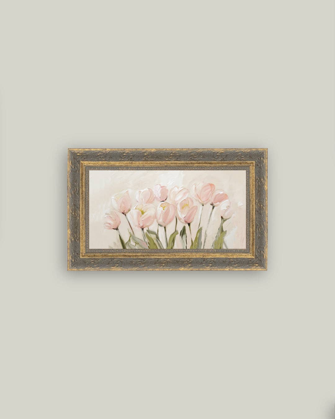 Pink Tulips Framed Antique Art