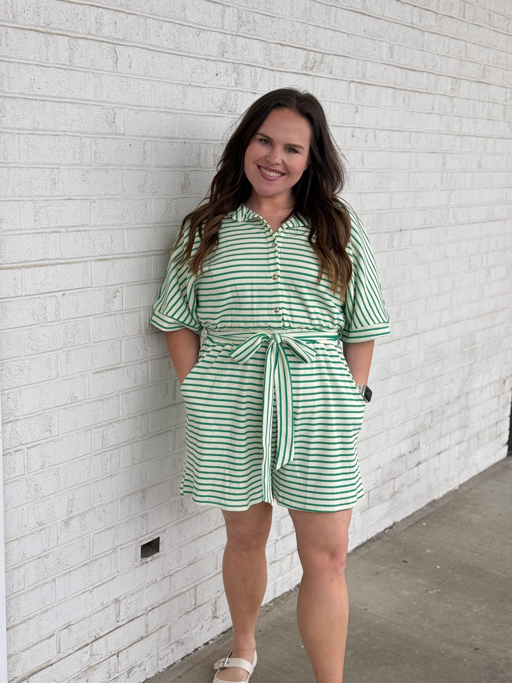 Stripe Textured Romper