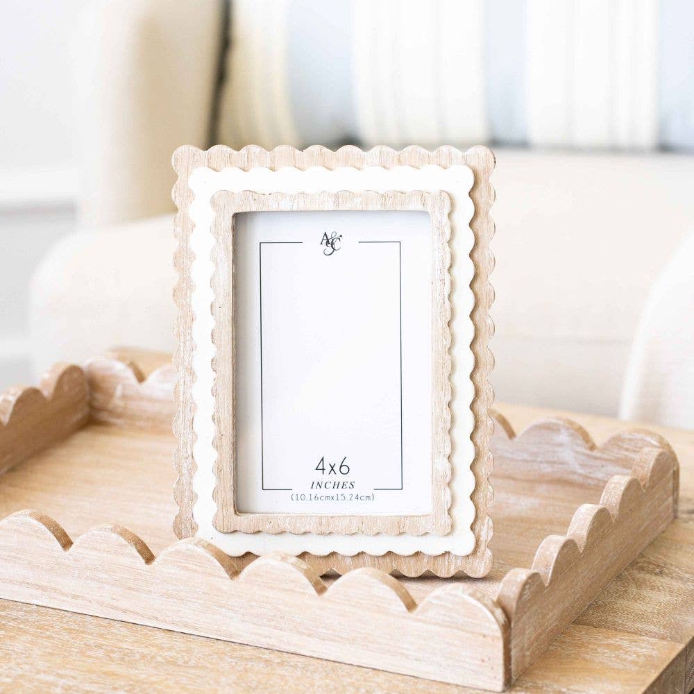 Natural and White Scallop Frame