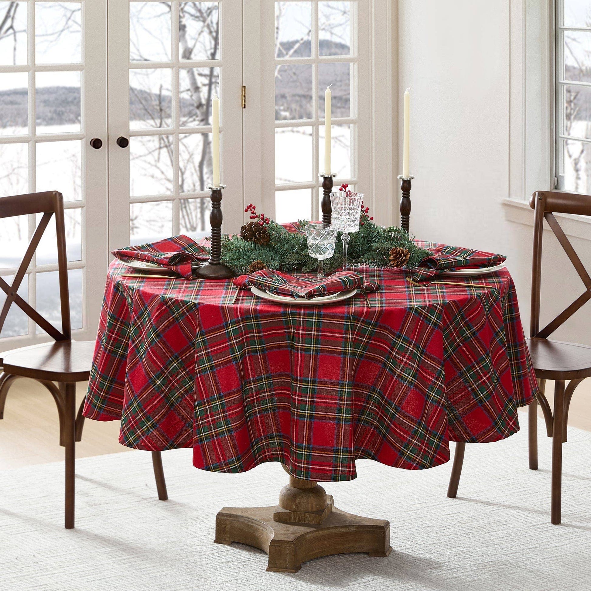 Stowe Tartan Holiday Plaid Cotton Christmas Tablecloth