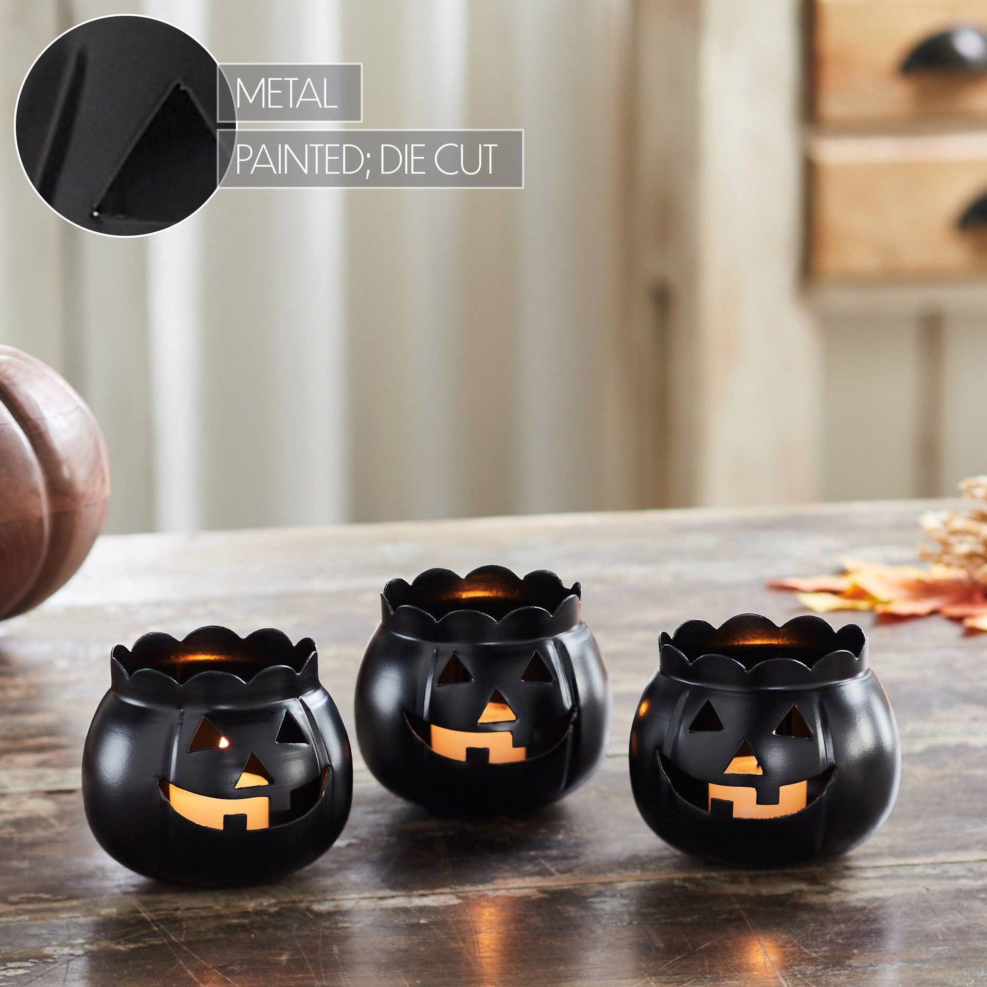 Jack-O-Lantern Candle Holder Black