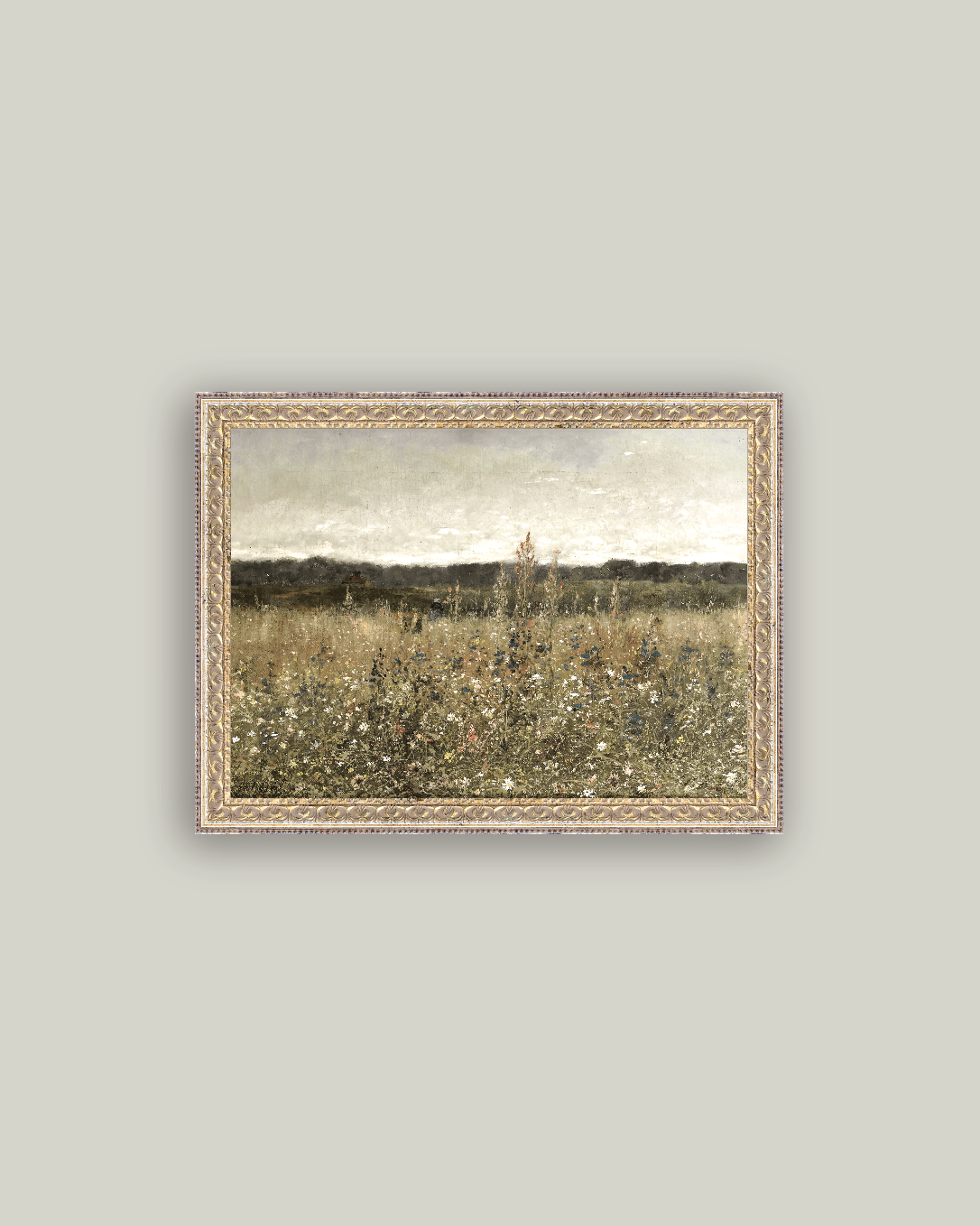 Wildflower Field Framed Antique Art