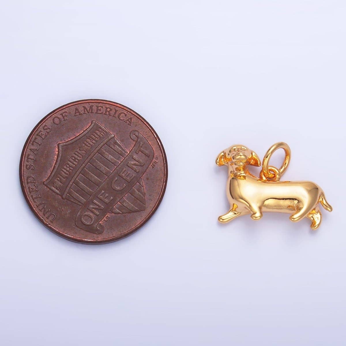 24K Gold Filled Sausage Weiner Dachshund Pet Dog 3D Multidimensional Charm | W388