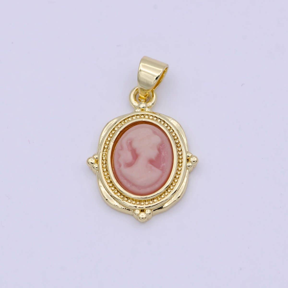 Dainty Pink Agate cameo pendant woman Italian cameo jewelry Charm Vintage Jewelry N-619