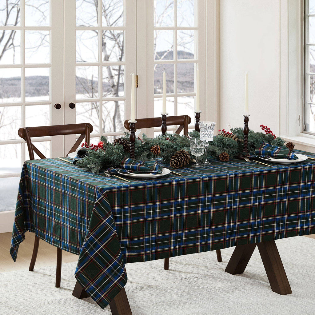 Stowe Tartan Holiday Plaid Cotton Christmas Tablecloth
