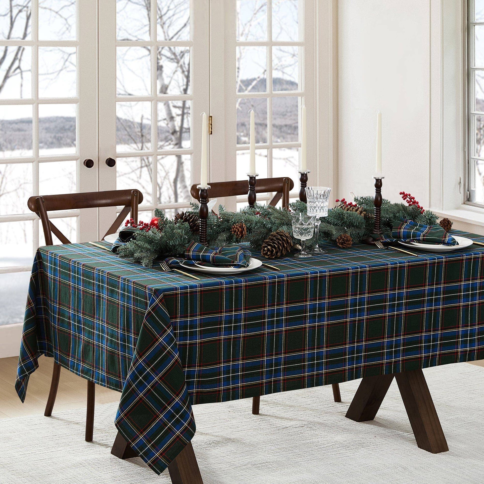 Stowe Tartan Holiday Plaid Cotton Christmas Tablecloth