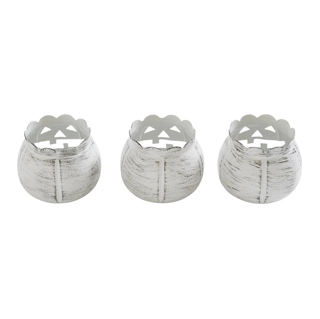 Jack-O-Lantern Candle Holder White