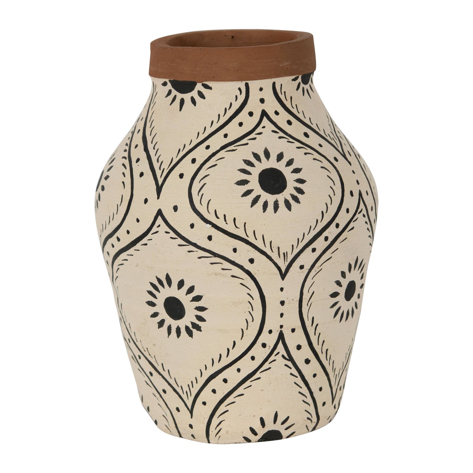 Terracotta Vase with Hand Painted Floral