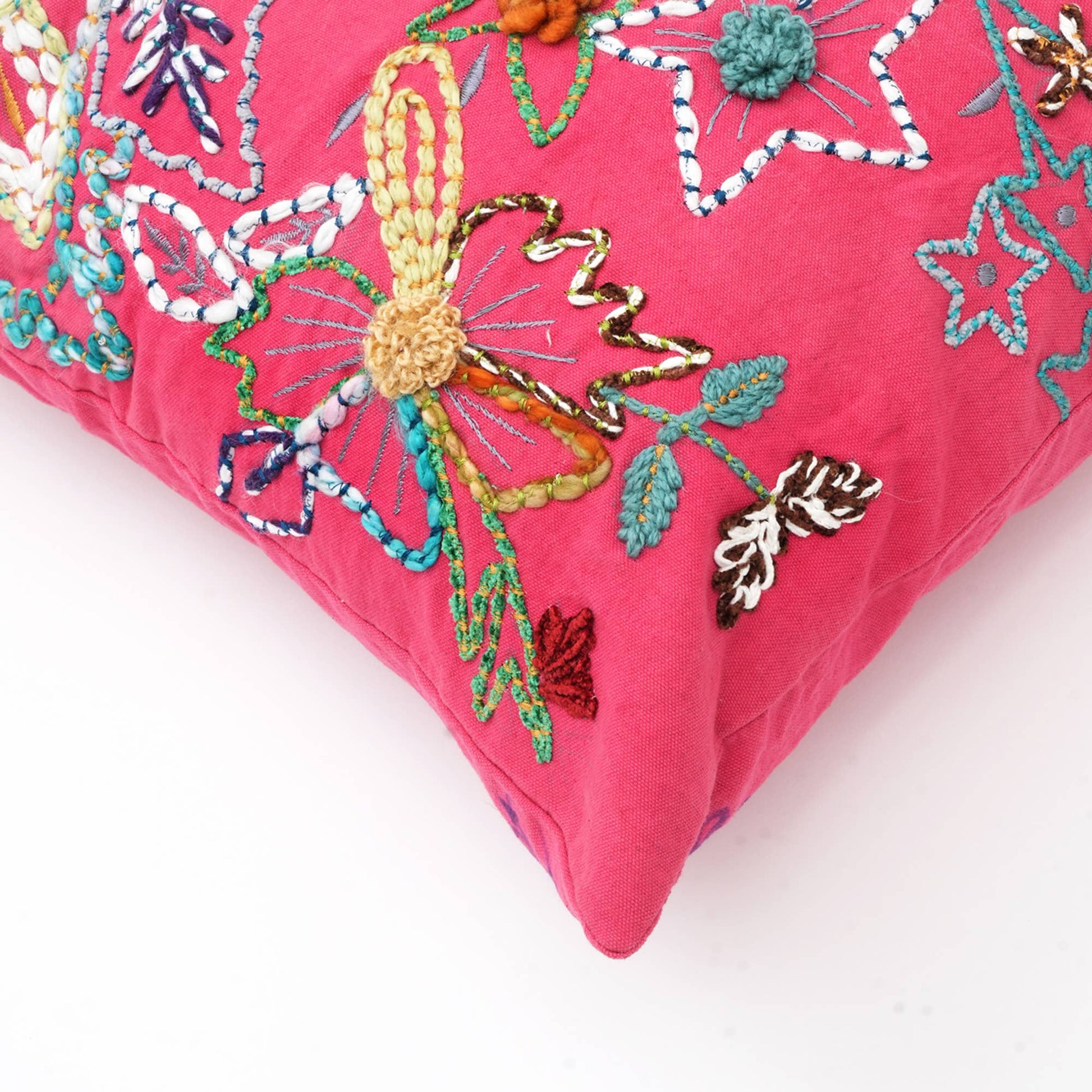 Pink Embroidered Pillow