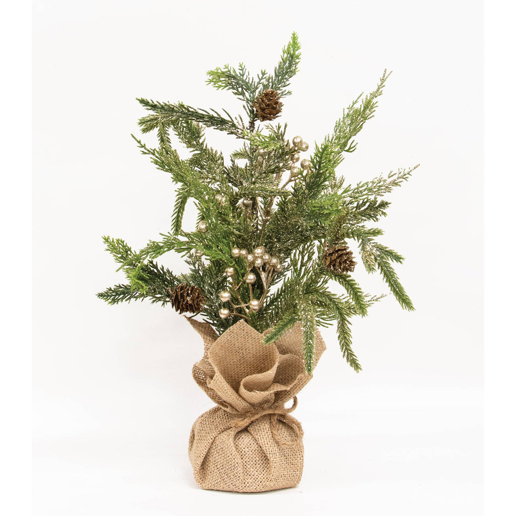 Soft Touch Champagne Celebration Tree With Burlap Base - 16"