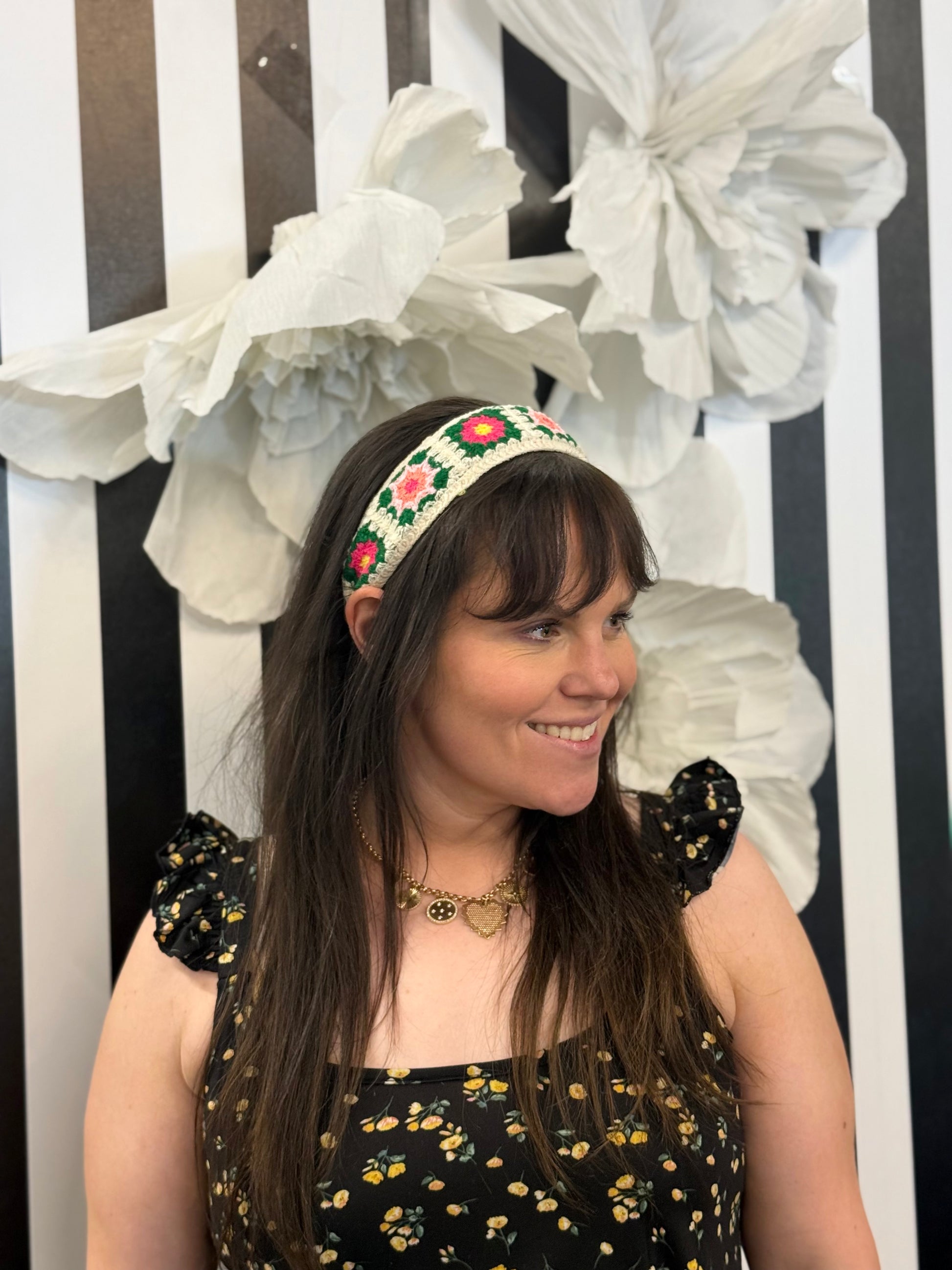 KNITTED FLOWER BRAIDED HEADBAND
