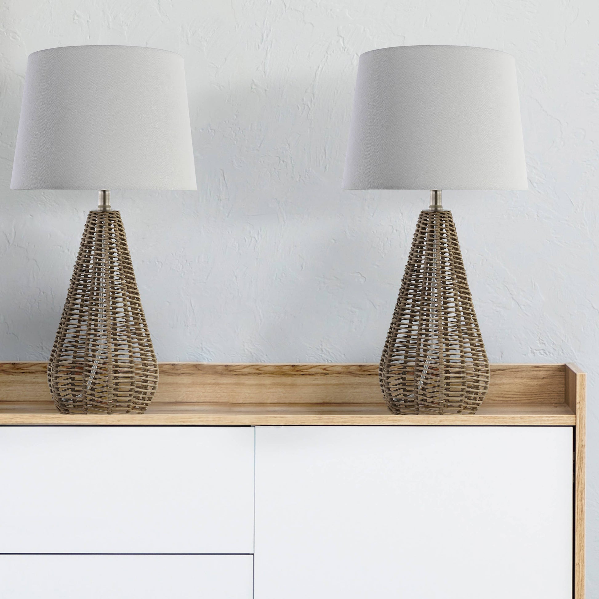 Tan Rattan Table Lamps