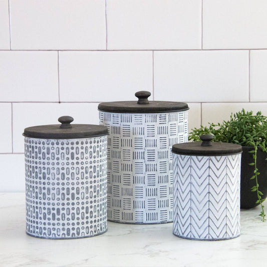 Geometric Embossed Nested Canister