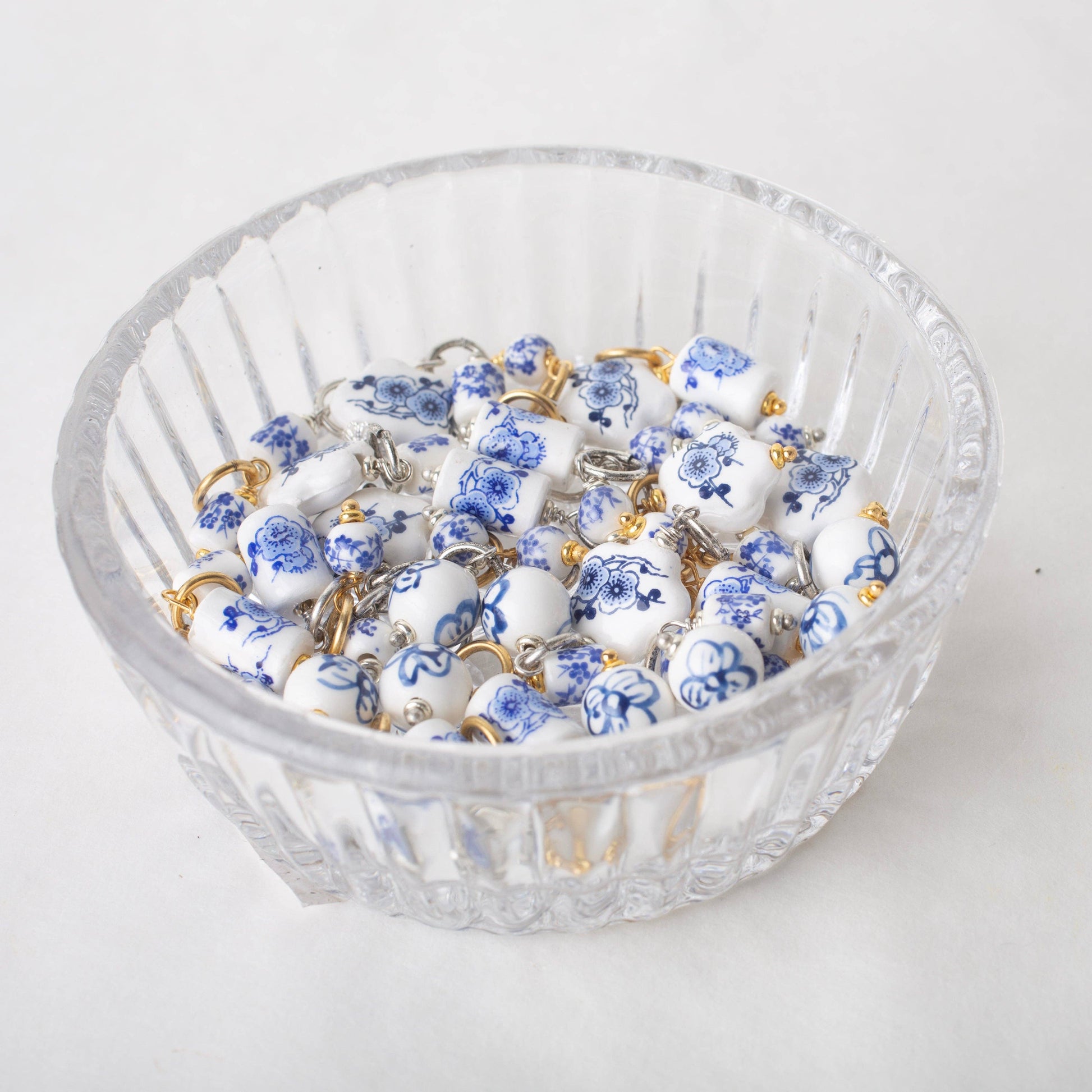 Chinoiserie Porcelain Toile Ceramic Bead Charms Pre-Pack