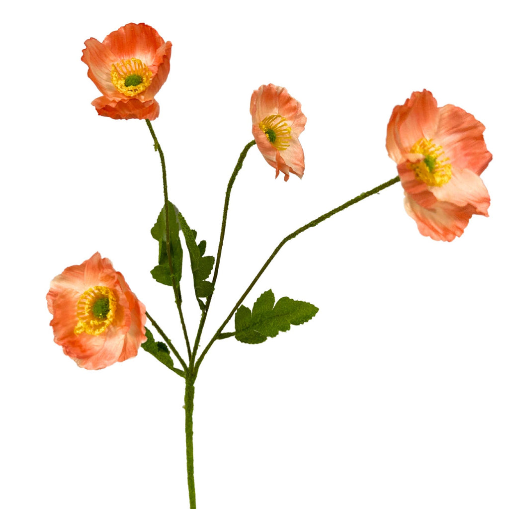 Flowering Fields Mini Poppy Spray - Lt. Orange - 23.5”