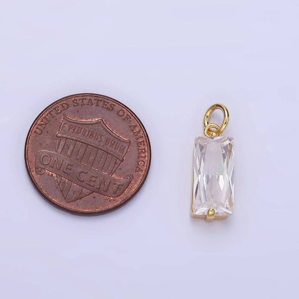 14K Gold Filled Clear Baguette Add-On Charm | C395