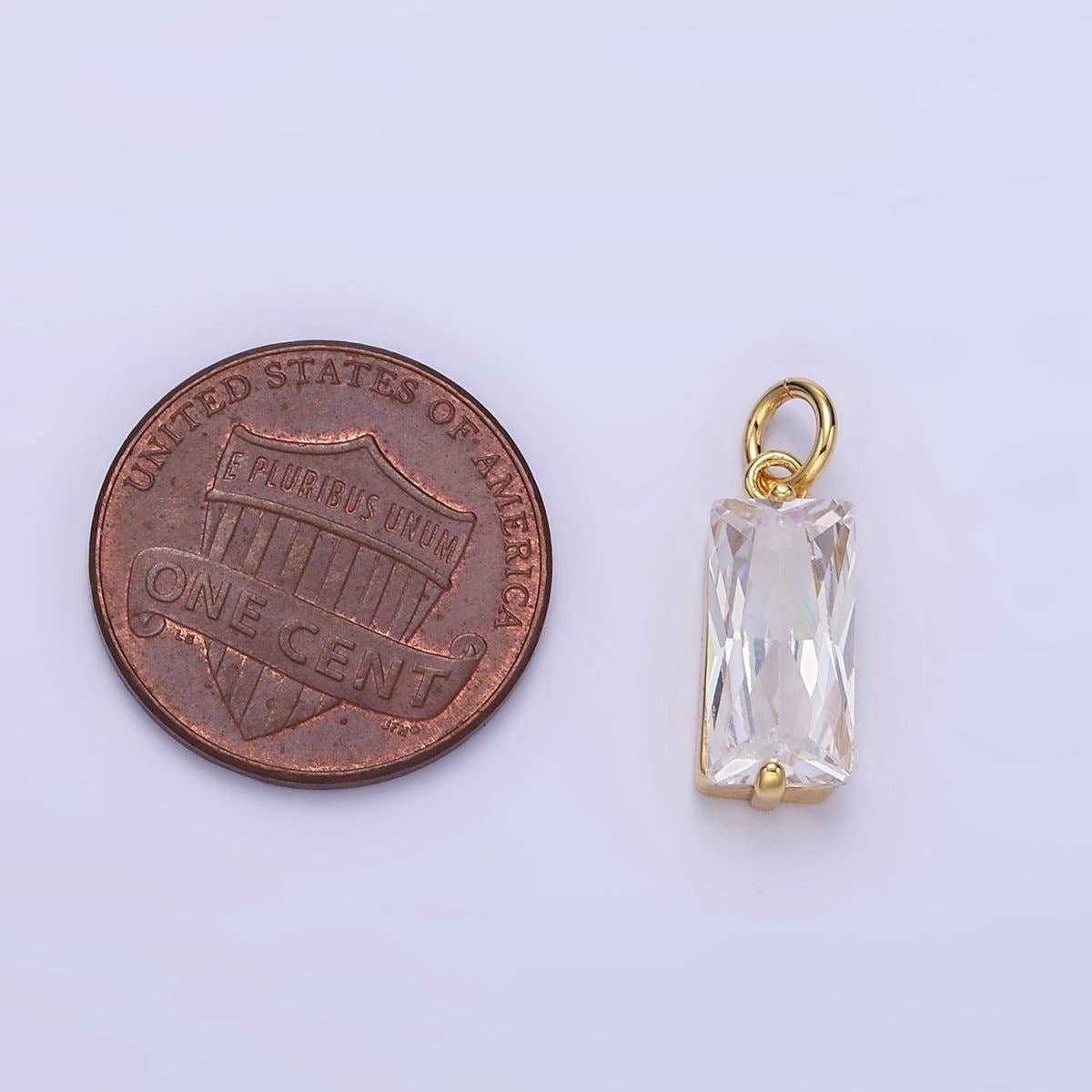 14K Gold Filled Clear Baguette Add-On Charm | C395