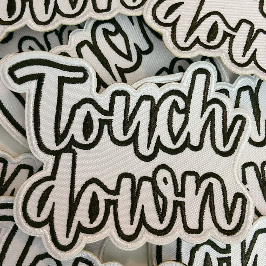 3.5" Touchdown White & Brown -  Embroidered Hat Patch