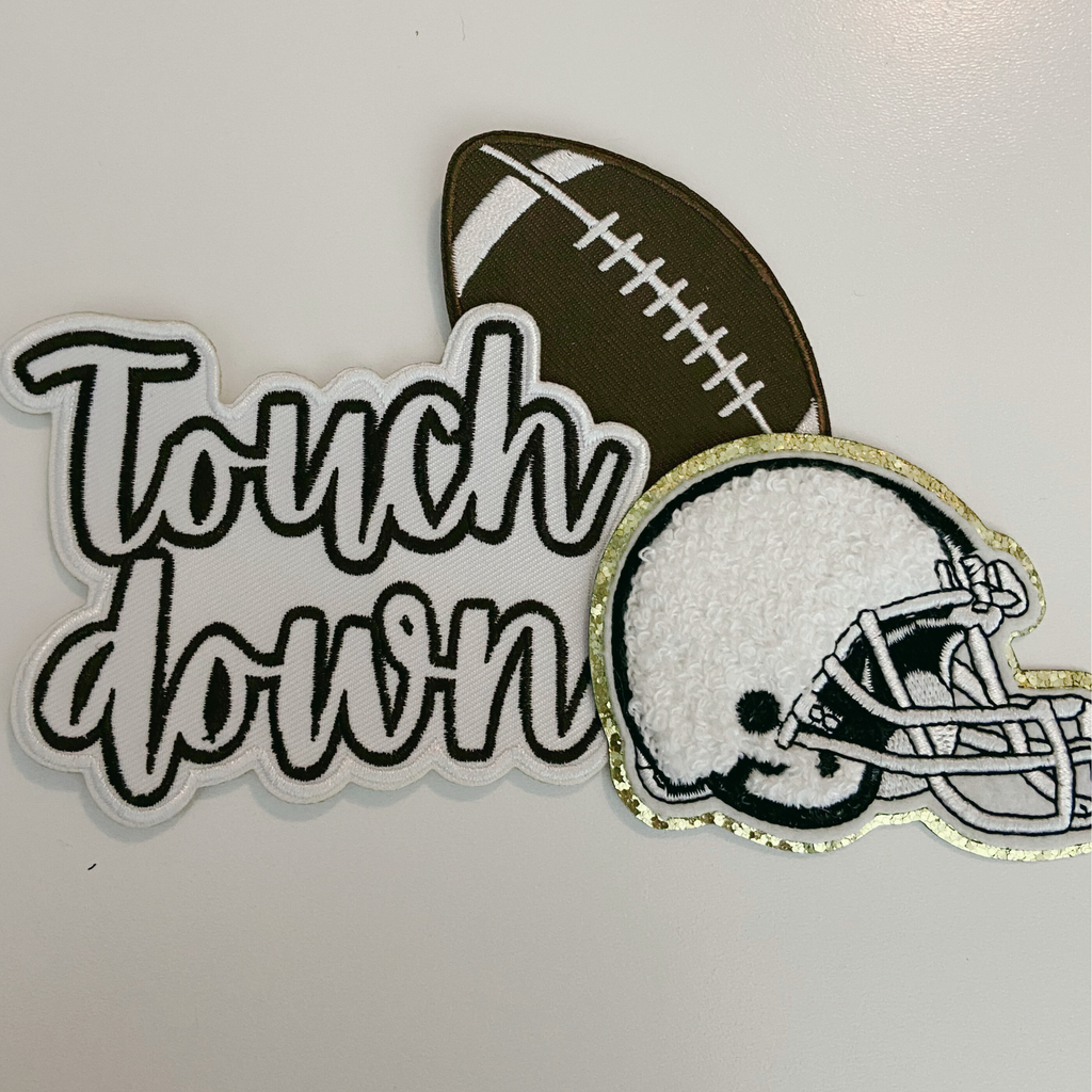 3.5" Touchdown White & Brown -  Embroidered Hat Patch