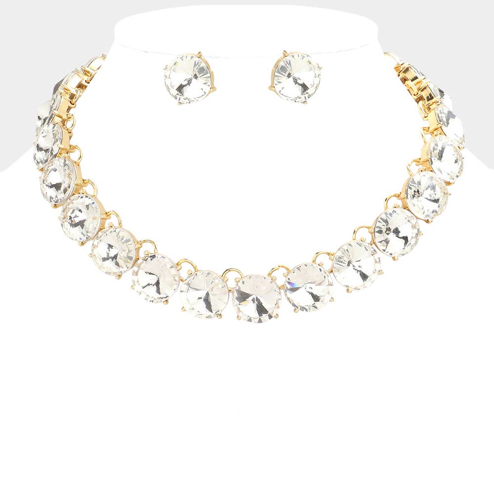 Round Stone Link Evening Necklace
