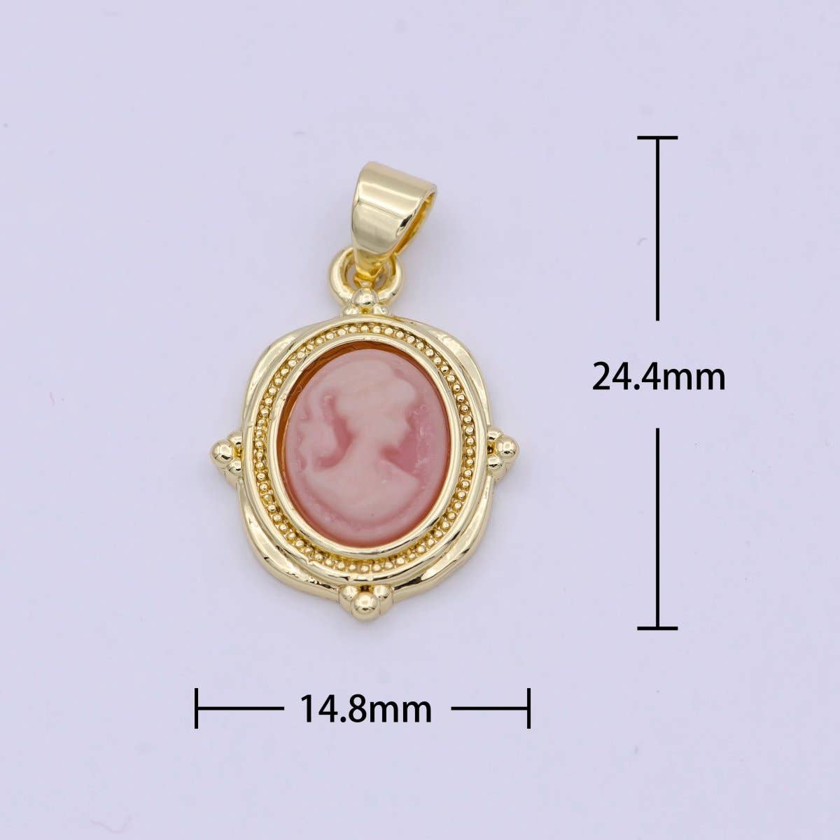 Dainty Pink Agate cameo pendant woman Italian cameo jewelry Charm Vintage Jewelry N-619