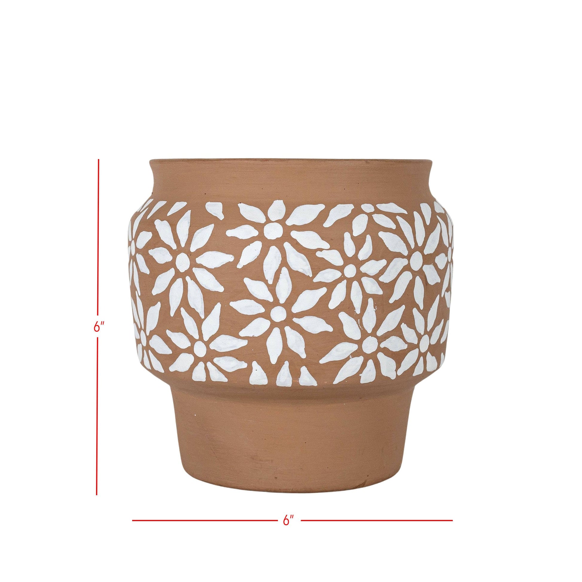 Dover White Floral Terracotta  Planter