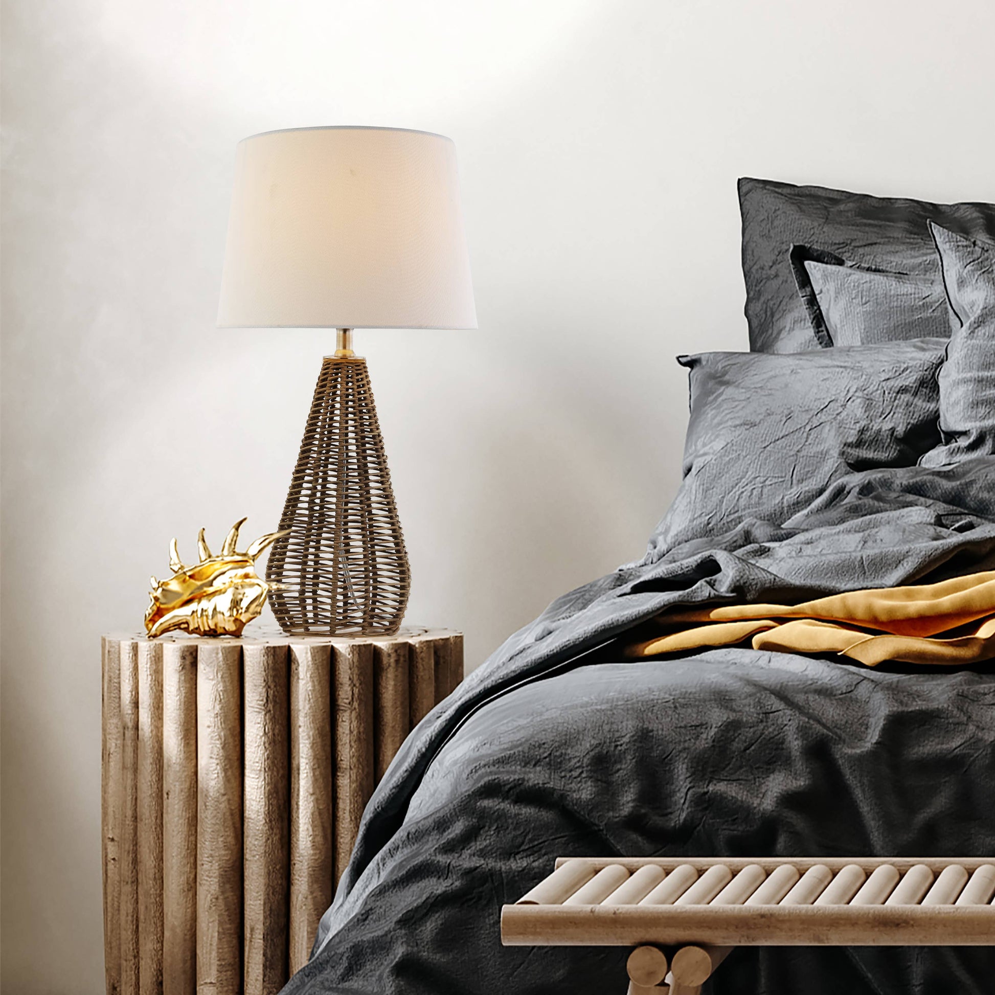 Tan Rattan Table Lamps