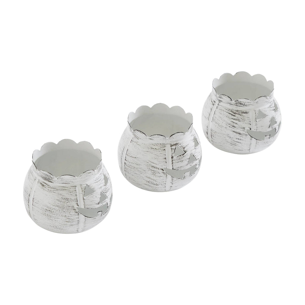 Jack-O-Lantern Candle Holder White