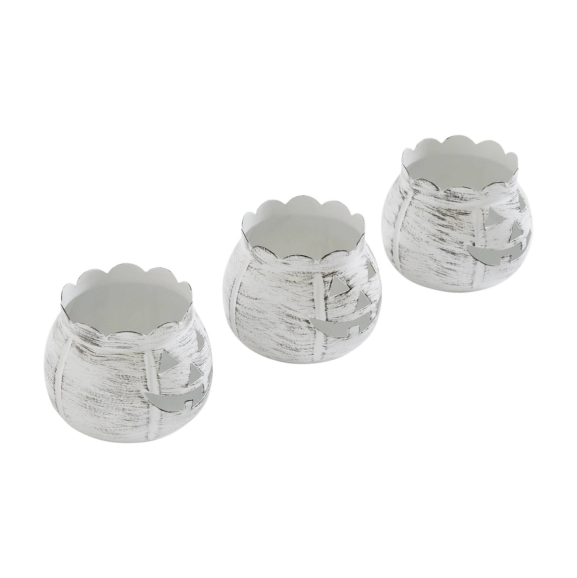 Jack-O-Lantern Candle Holder White