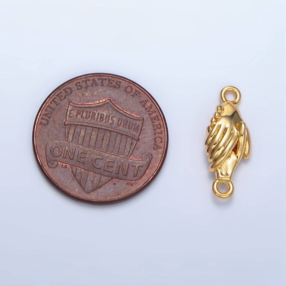 24K Gold Filled Holding On Hand Gesture Minimalist Multidimensional Connector | F516