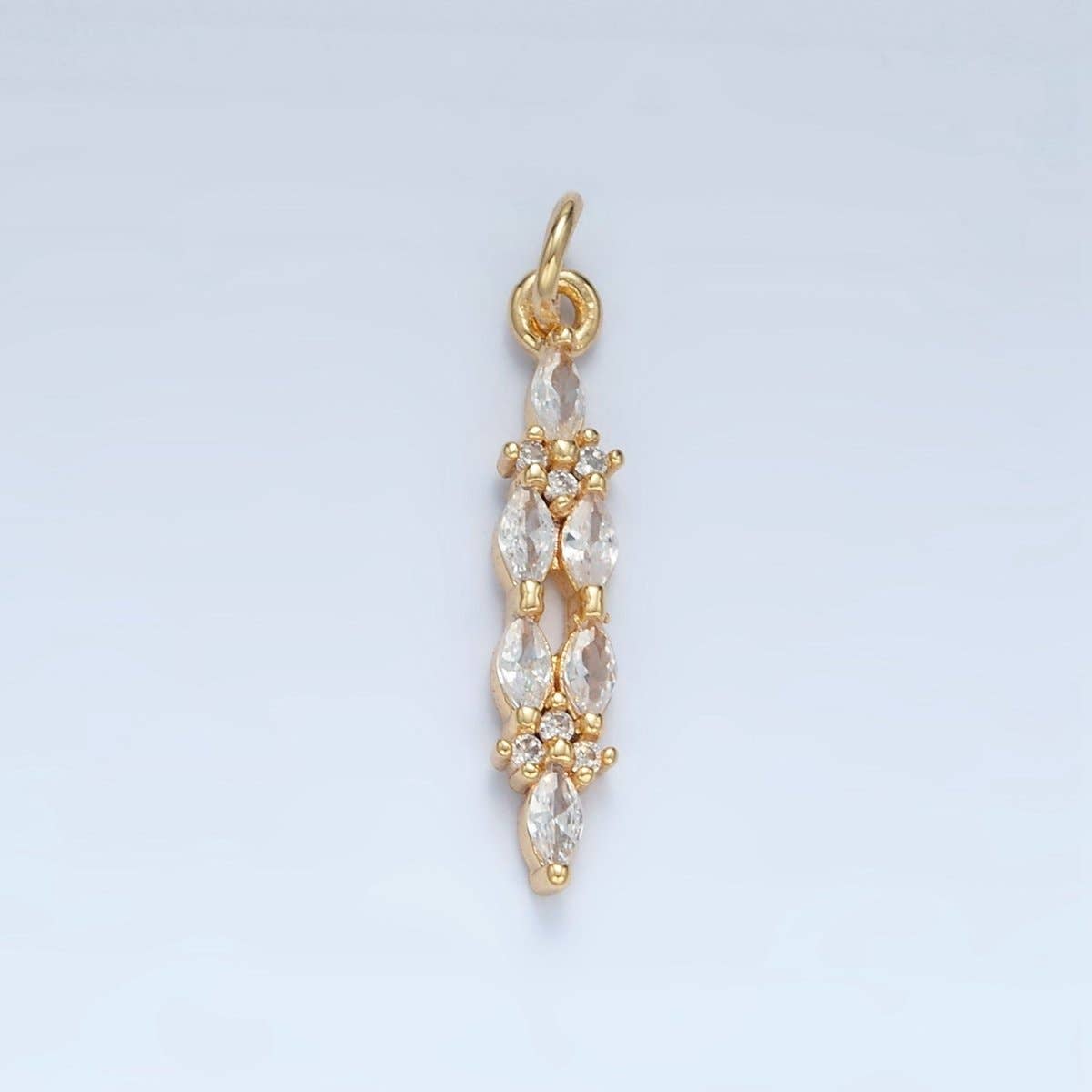 24K Gold Filled Clear CZ Marquise Linear Charm | M018