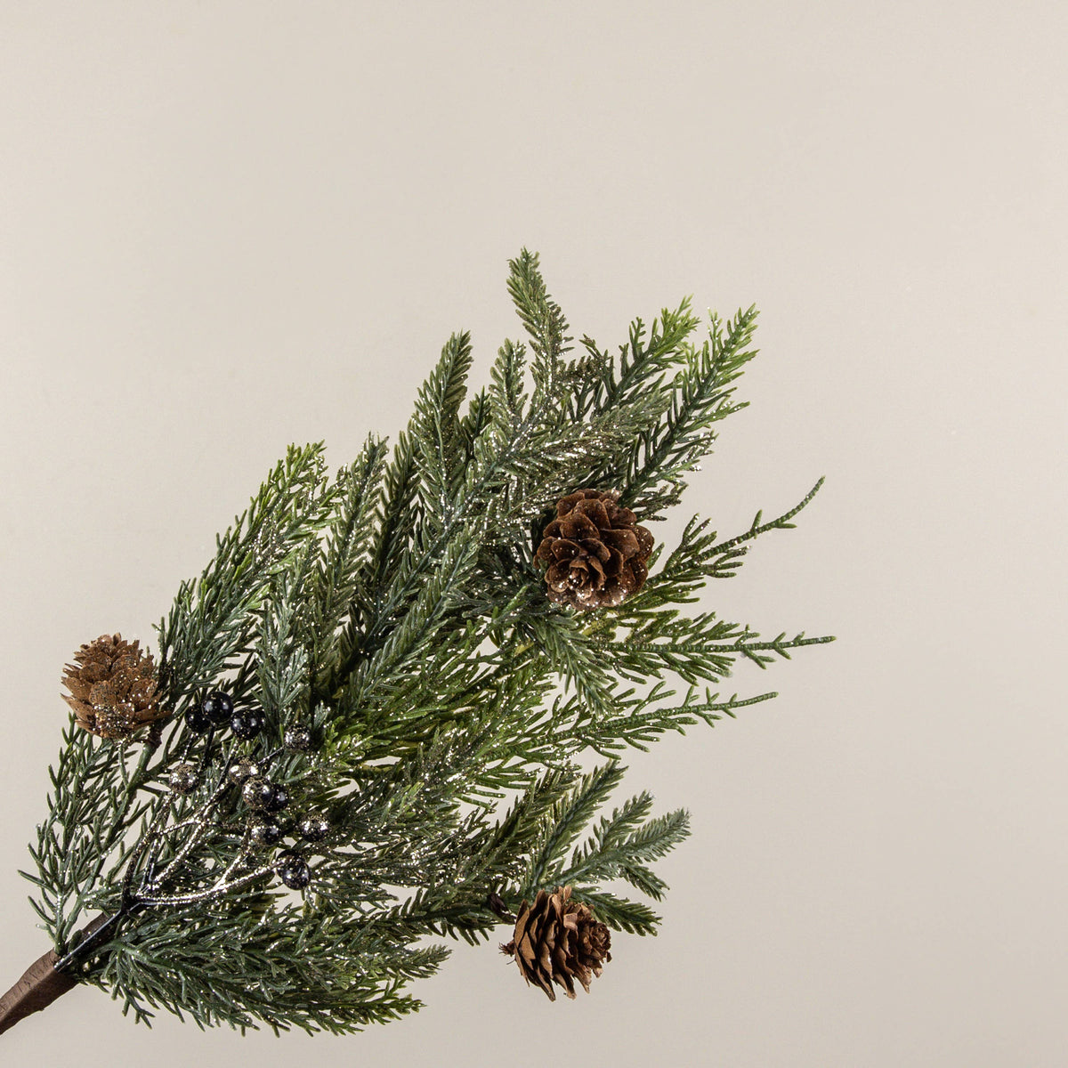 16" GOLD GLITTERED JUNIPER W/ PINECONES PICK