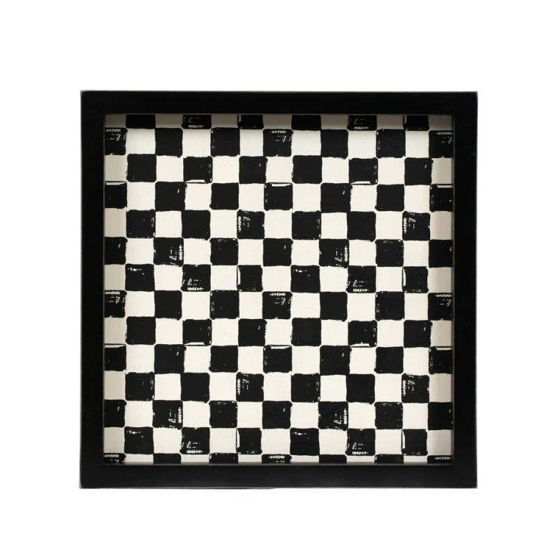 Black and White Check Tray