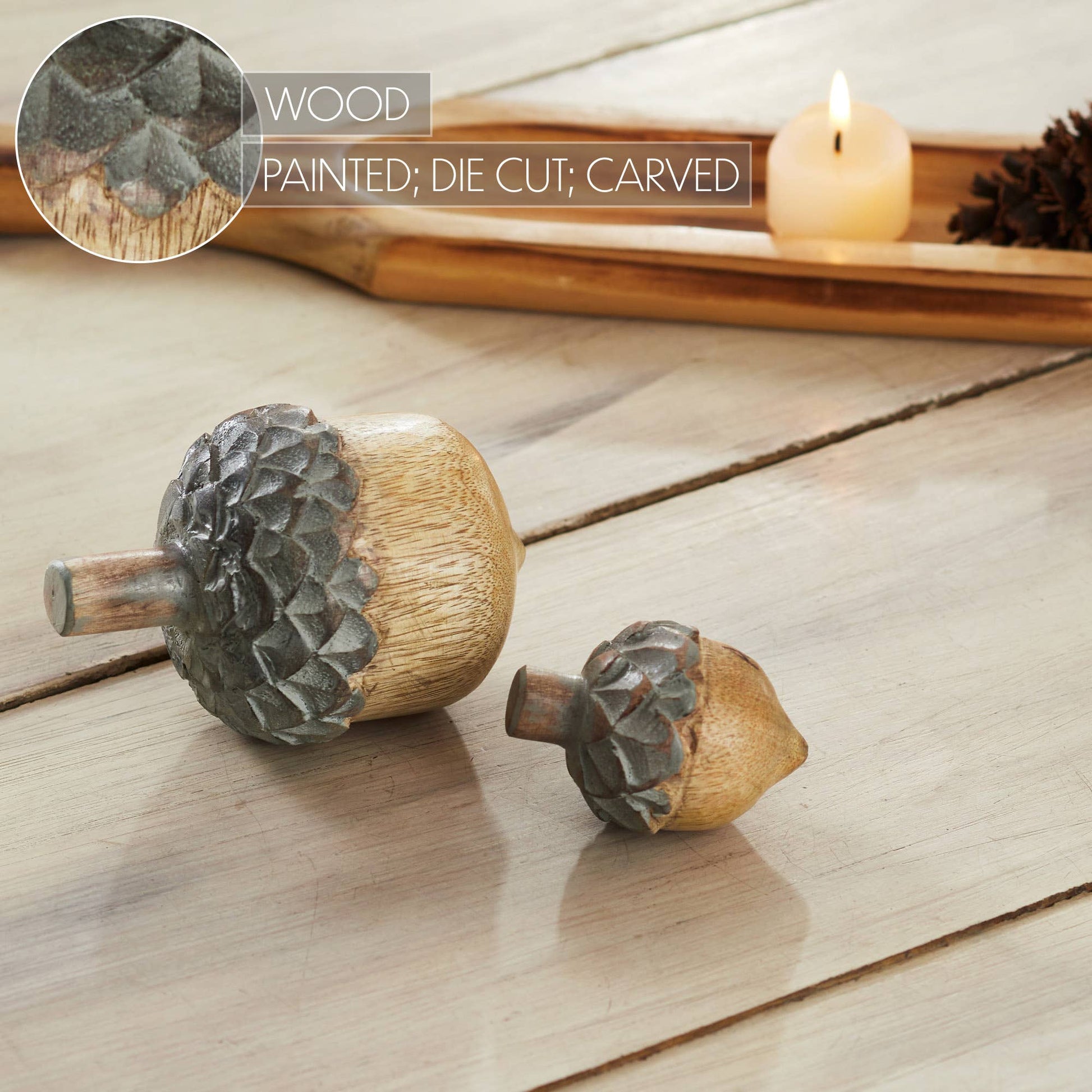 Wooden Acorn Set of 2