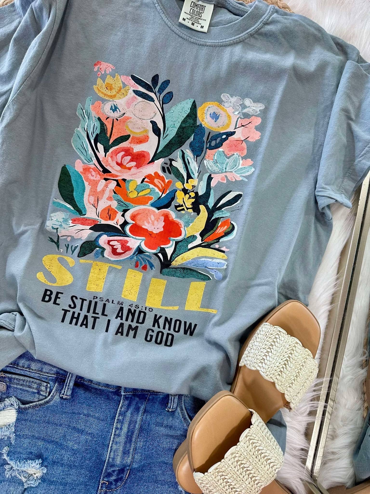 Be Still And Know Floral Box Tee