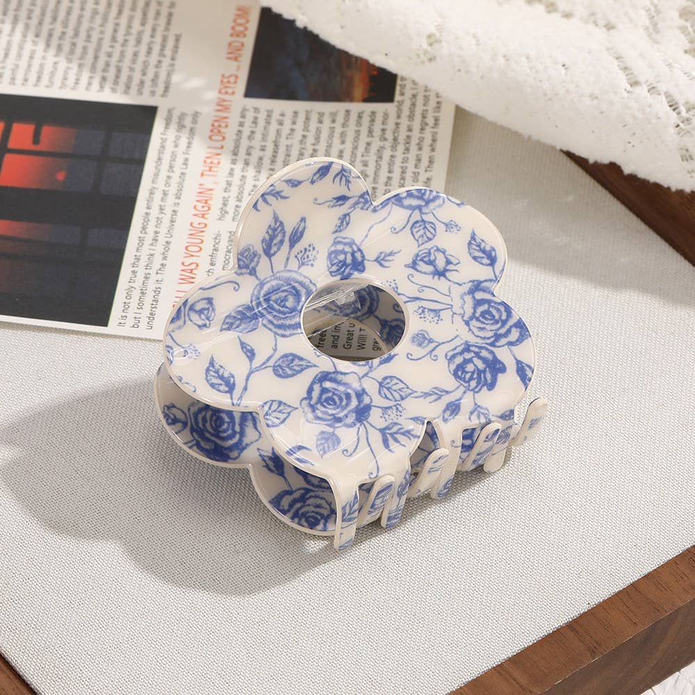 Blue & White Floral Clip