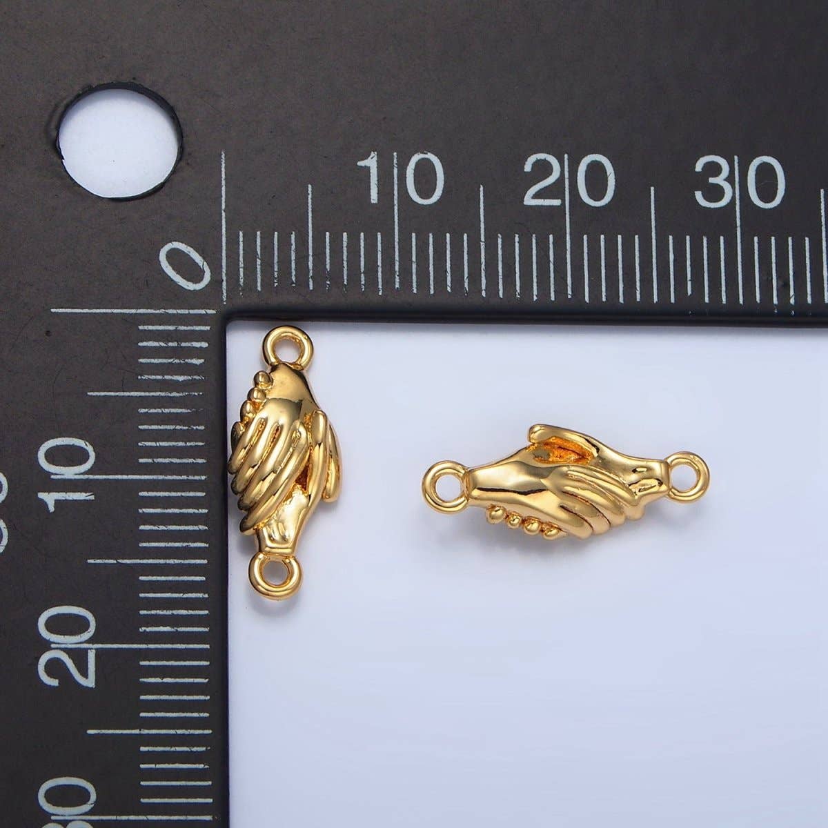 24K Gold Filled Holding On Hand Gesture Minimalist Multidimensional Connector | F516