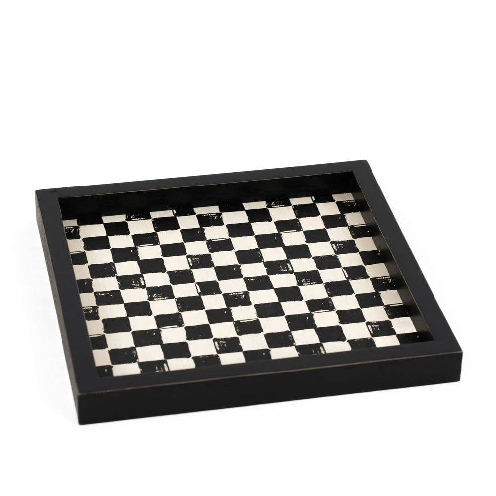 Black and White Check Tray
