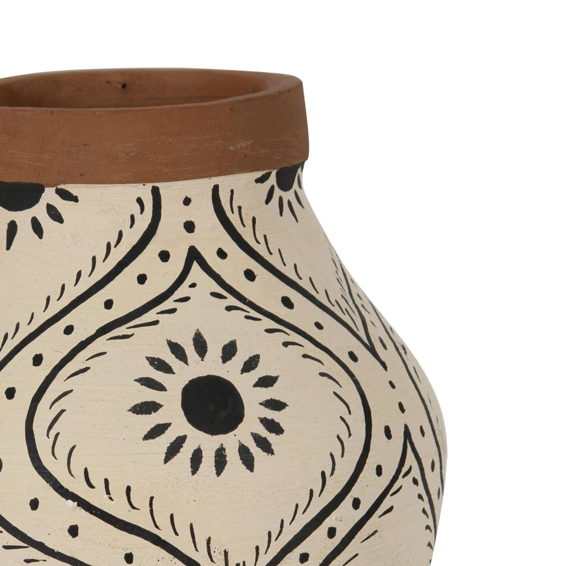 Terracotta Vase with Hand Painted Floral