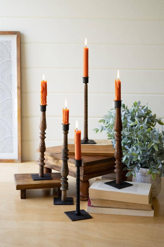 Wood Spindle Taper Candlehodler